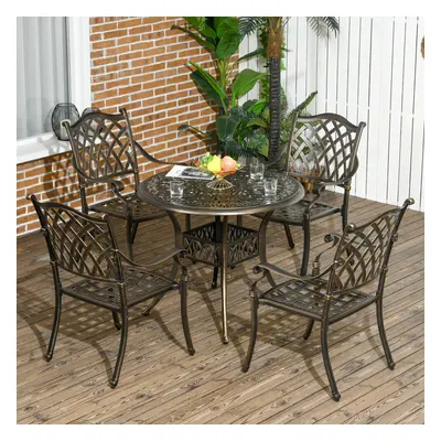 Outsunny 5PCs Garden Dining Conversation Set Chairs Table Umbrella Hole