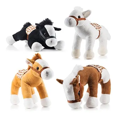 Prextex Bulk Jumbo 10-Inch Tall Plush Horses, Stuffed Animal Toy, Pack Stuffed Horse, Party Favo