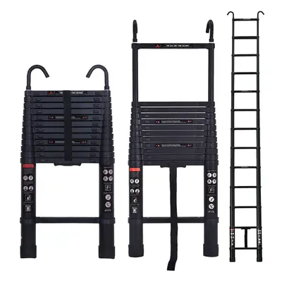 Telescoping Extension Ladder 3.8m Aluminum Folding Ladder Loft Attic Ladder with Detachable Hook