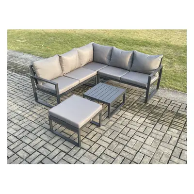 Fimous Outdoor Garden Furniture Set Aluminium Lounge Sofa Square Coffee Table Sets with Big Foot