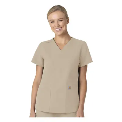 Carhartt Women's V-Neck Scrub Top Khaki