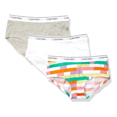 Calvin Klein Girls Little Modern Cotton Hipster Underwear Multipack Ck Fragment Print White Heat