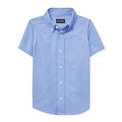 The childrens Place boys Short Sleeve Oxford Shirt Lt Blue Large