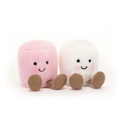 Jellycat Amuseables Pink and White Marshmallows Stuffed Toy 3.5 inches | Food Plush | Fun Gift I