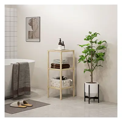 3-Tier Bathroom Storage Shelving Unit, Freestanding Bamboo Shelves, Natural