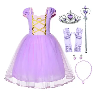 Joy Join Princess Long Hair Costume for Toddler Baby Girls Birthday Party Dress Up With Gloves,C