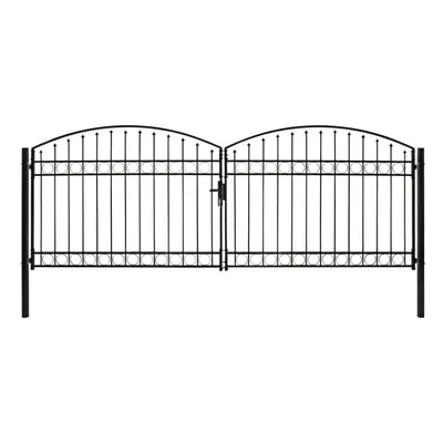 (400 x cm) vidaXL Fence Gate Double Door with Arched Top Steel Black Barrier Multi Sizes