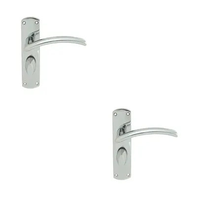 2x Arched Lever on Bathroom Backpalte Door Handle x 42mm Polished Chrome