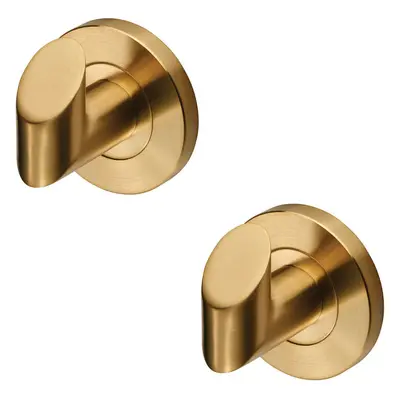 2x Single Bathroom Robe Hook on Concealed Fix Rose 44.5mm Proj Satin PVD