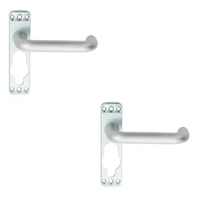 2x PAIR Safety Lever on Inner Backplate 152mm Door Handle Satin Aluminium