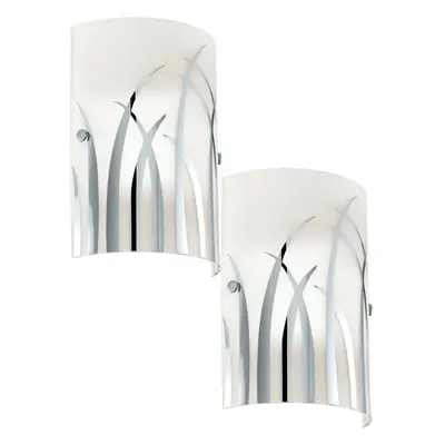 2 PACK Wall Light Colour White Chrome Shade White Chrome Glass Painted E14 42W