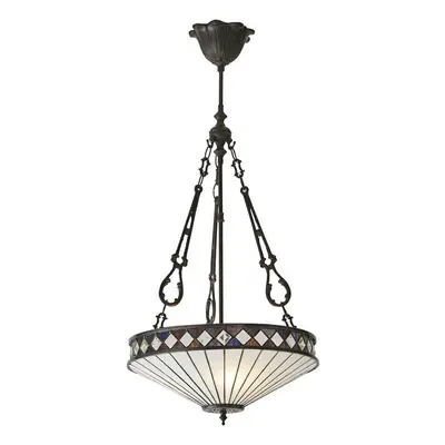 Tiffany Glass Hanging Ceiling Pendant Light Bronze & Natural Lamp Shade i00129