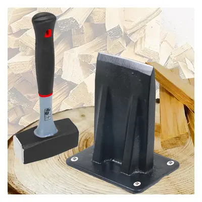 Kindling Splitter Lump Sledge Hammer Kit Heavy Duty Mounted Log Splitting Wood Chisel Wedge Set 