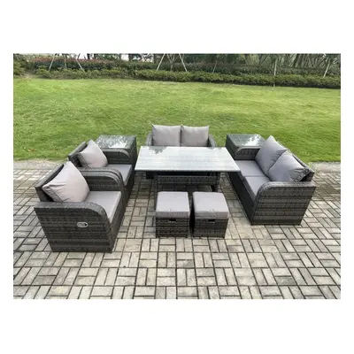 Fimous Outdoor Rattan Garden Furniture piece Grey Patio Furniture Set Seater Lounge Sofa Set wit