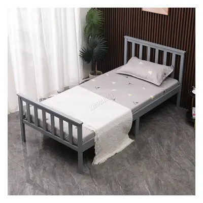 (Single, Grey) WestWood Single Double King Bed Solid Pine Frame Bedroom Footboard Grey White