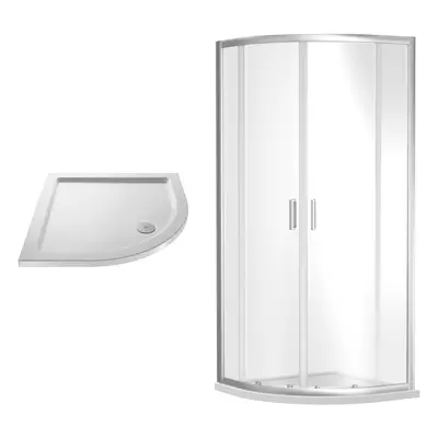 Ruwa Shower Enclosure Bundle with Quadrant Enclosure & Slimline Tray - 800mm - Chrome/White - Ba