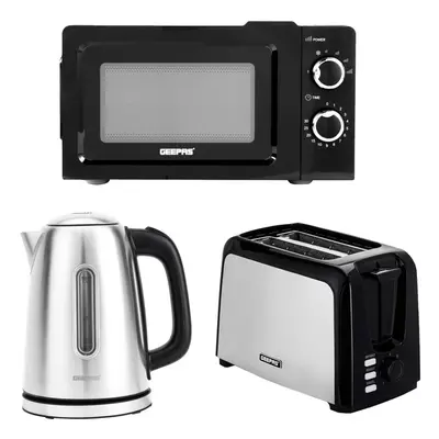 Geepas Slice Bread Toaster, 1.7L Kettle & 20L Manual Microwave Set