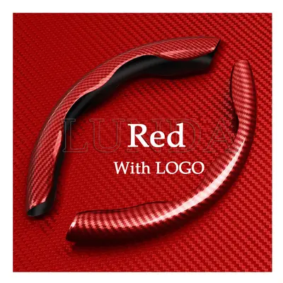 (Red for Mazda) 1Pair Car Steering Wheel Cover 38cm Carbon Fiber Steering Wheel Booster