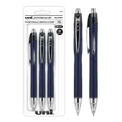 Jetstream Retractable Ball Point Pens,0.7mm, Black Ink, 3-Count