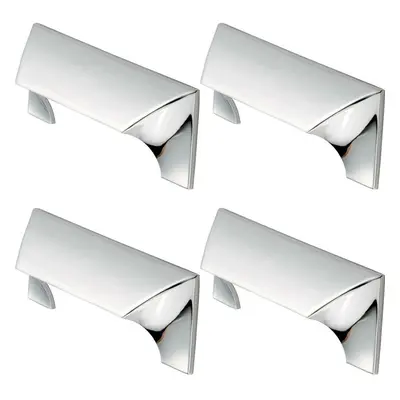 4x Straight Fingertip Cup Pull Handle x 40mm 96mm Fixing Centres Chrome