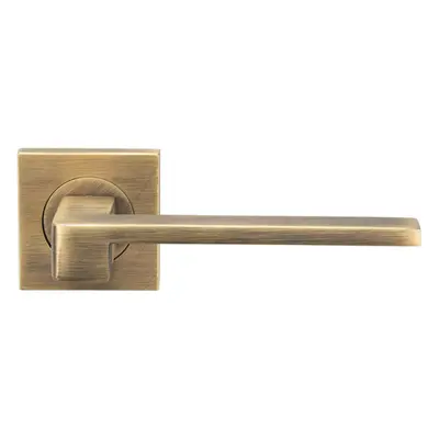 PAIR Flat Squared Bar Handle on Square Rose Concealed Fix Antique Brass