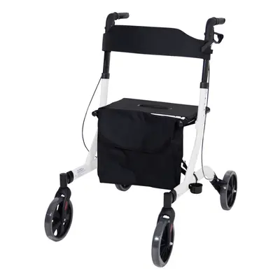 White Deluxe Ultra Lightweight Aluminium Wheeled Rollator Foldable Walking Aid