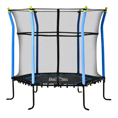 HOMCOM 5.4FT Kids Trampoline With Enclosure Indoor Outdoor for Years Blue