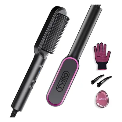 TYMO Hair Straightener Brush UK, Flat Iron and Hair Brush 2-in-1, Anti-Scald, Fast Heating, Temp