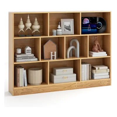 10-Cube Bookshelf 3-Tier Freestanding Storage Organizer Natural