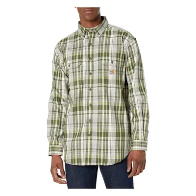 Carhartt Men's Big Flame Resistant Force Rugged Flex Loose Fit Midweight Twill Plaid Shirt Basil