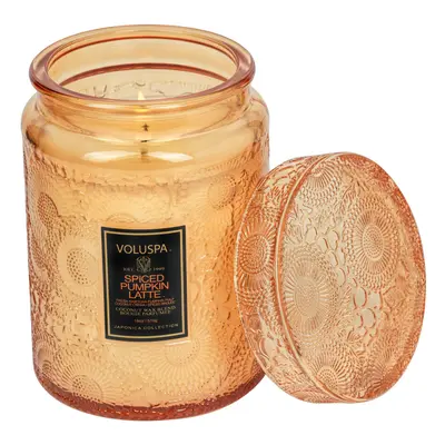 Voluspa Spiced Pumpkin Latte Candle | Oz | Large Glass Jar with Glass Lid | All Natural Wicks an