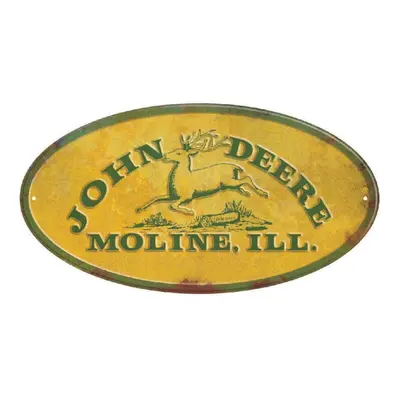 John Deere Metal Sign - JD Moline ILL. Vintage Yellow