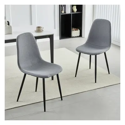 (SET OF 2, LIGHT GREY) 2/4/6Pcs Fabric Dining Chair with Metal Legs Bella