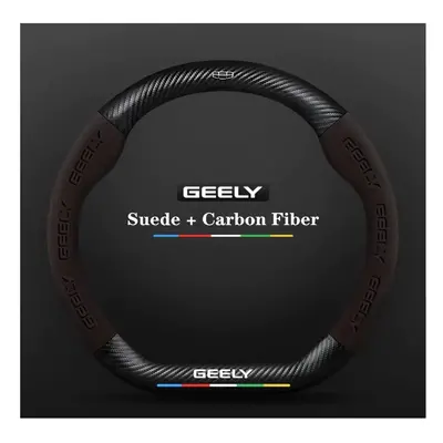 (Brown) Black Car Steering Wheel Cover for Geely Geometry C 2021 Massage