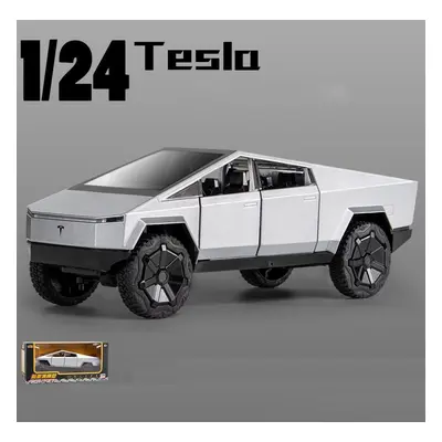 (silver, 23.5x8.5x8.5cm) 1:24 Scale Cybertruck Model Pickup Alloy Car Diecasts Metal Toy Pull Ba