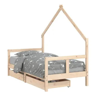 (brown, x cm) vidaXL Kids Bed Frame Bedstead Bed Base with Drawers 90x190 cm Solid Wood Pine