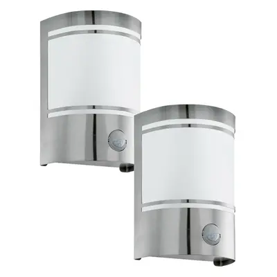 2 PACK IP44 Outdoor Wall Light & PIR Motion Sensor Stainless Steel 1x 40W E27