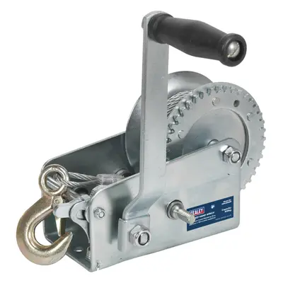 Geared Hand Winch with Cable - 900kg Capacity - Hardened Steel - Manual Break