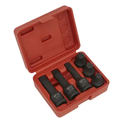 6pc Impact Spline Socket Bit Set - 1/2" Sq Drive - For VAG Steering Suspension