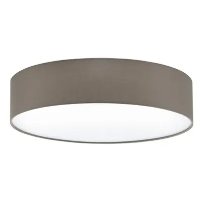 Flush Ceiling Light Colour White Shade Taupe White Fabric Bulb E27 3x60W