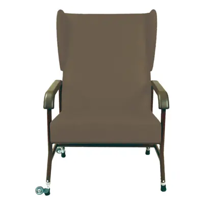 High Back Bariatric Chair - Height Adjusable - Transfer Wheels - Brown Vinyl