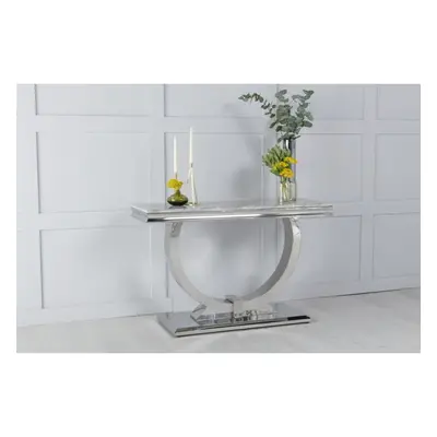 Glacier Grey Marble and Chrome Console Table