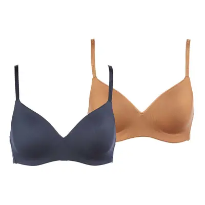 Calvin Klein Womens 2-Pack Lightly Lined Wirefree Bra (Shoreline/Bronz