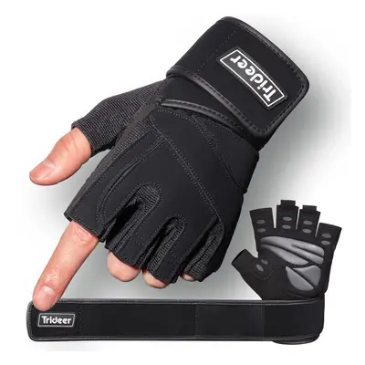 Trideer Padded Workout Gloves for Men - Gym Weight Lifting Gloves with