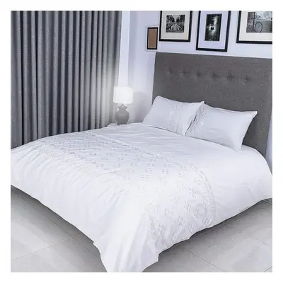 FLAX LINEN Duvet Covers Set White, Classic Hotel Collection (King)