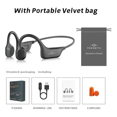 (DG08 Black with Bag) DG08 Conduction Headphone Wireless Bluetooth Headset with MIC BT 5.3