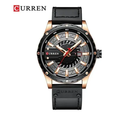 (black) Curren Watches Top Brand Fashion Leather Wristwatch Casual Quartz Men&apos;s Watch New C