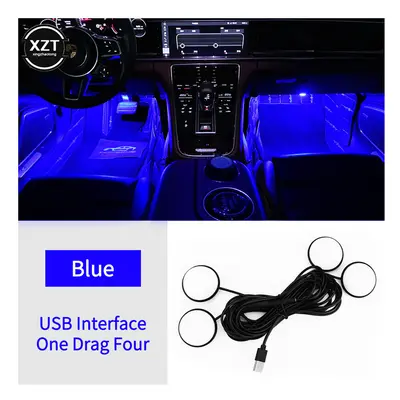 (blue) Car LED Foot Ambient Lights Colors Auto Home Party Atmosphere Decorative