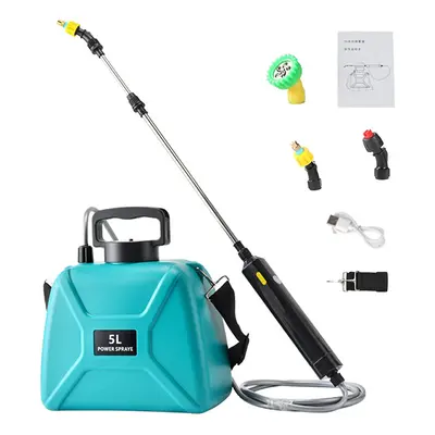 (Green) Battery Powered Garden Electric Sprayer with Mist Nozzles 5L Lawn Water Sprayer Plant Mi