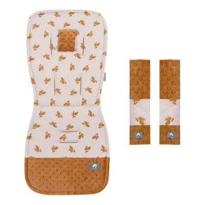 (wheat) Stroller Cushion & Seat Belt Cover 2Pcs/Set Universal Baby Pram Seat Pad Soft Kids Pushc